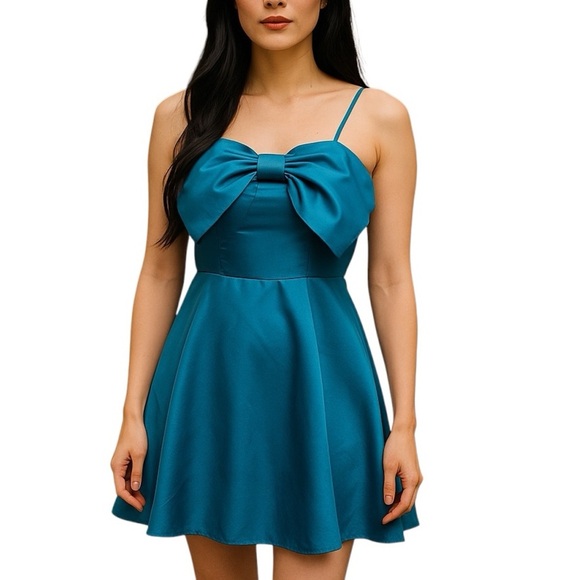 Thirty Thirty Mini Dress Bow Neckline - Picture 1 of 9